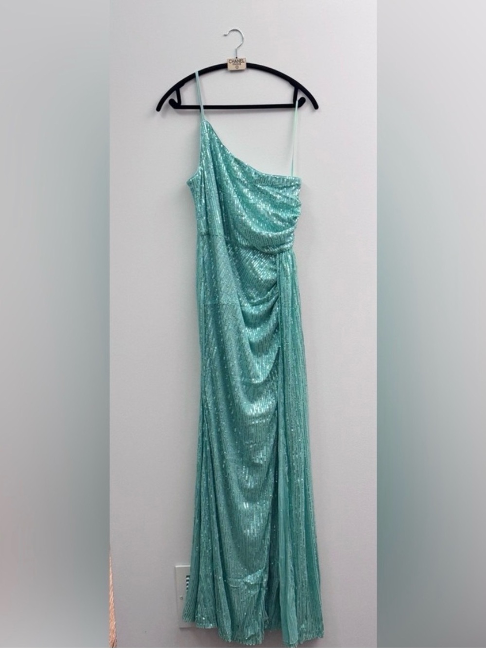 Elegant Seafoam Green Sequin Evening Gown
